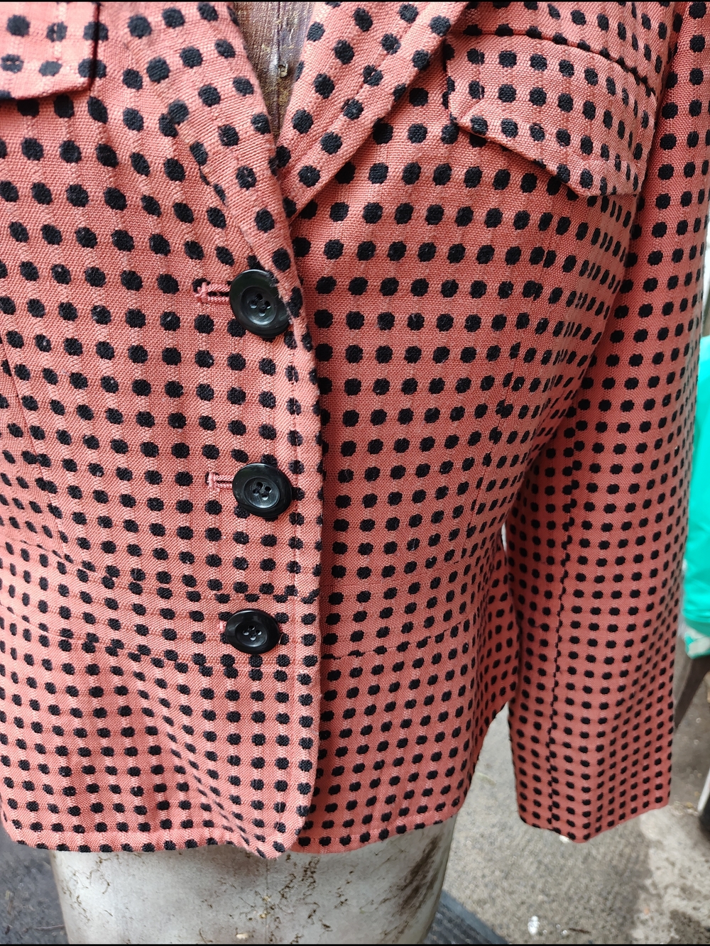 Liz Claiborne Rust Jacket with Black Dot Print